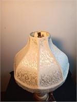 26" Old Fine Porcelain Hand Painted Table Lamp.