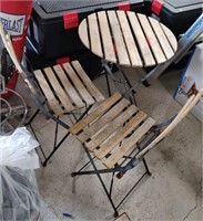 Bistro Table & 2 Matching Folding Chairs