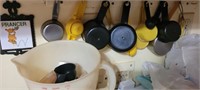 measuring cups, tupperware, tray and more