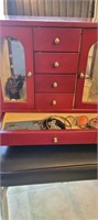 Red Jewelry box w/contents