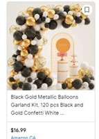Black Gold Metallic Balloons Garland Kit, 120 Pcs