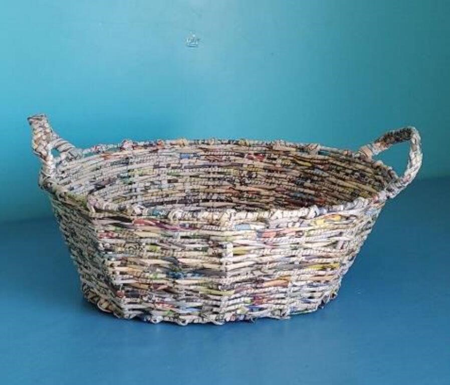 Vintage basket made from old newspapers