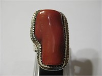 Southwest SS Coral Ring - Hallmarked
