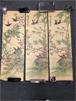 Three Oriental Bird Lithographs