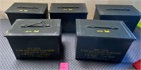 W - LOT OF 5 EMPTY AMMUNITION BOXES (Q136)