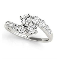 Diamond Accented Contoured Two Stone Ring 14k Whit