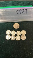 Lot of 1927 Silver Coins Mercury Dimes
