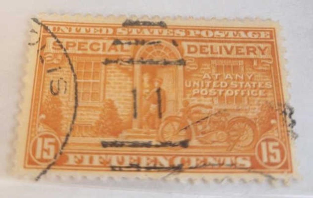 1925 15 Cen Messenger & Motorcycle Stamp