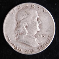 1951-S Franklin Half-Dollar Silver Coin