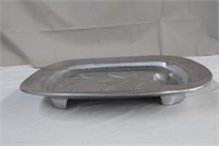 Large pewter footed meat platter, 21"Long