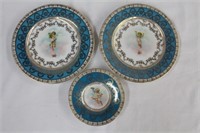 Vintage Dresden blue & gold, two 6" plates and