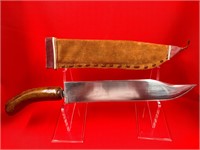 LARGE Handmade Bowie Knife w/ Leather Sheath