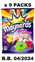 9 x 154g MAYNARDS WINE GUMS - B.B. 04/2024