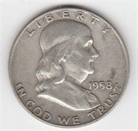US 1958 D 90% Franklin 1/2 Dollar