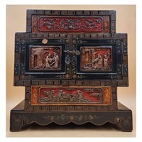 A Fine Handpainted Chinese Lacquered & Gilt Cabin