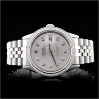 Rolex SS DateJust 36MM Diamond Wristwatch