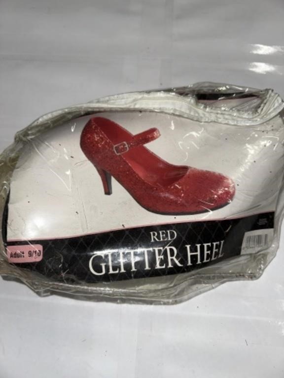 RED GLITTER HEEL SHOES 9/10