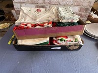 (2 BOXES) CHRISTMAS LINENS - NAPKINS, TOWELS, RAGS