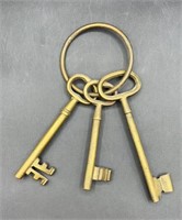 3 Weighted Solid Brass Decorative Keys