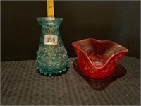 Fenton Blue Hobnail 5.5" Vase Hand Blown Art