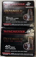 40 QTY WINCHESTER DEFENDER 9MM 147GR AMMO