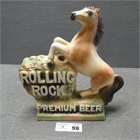 Chalkware Rolling Rock Horse Statue