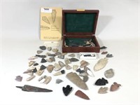 Large Collection of Hand Carved Stone Arrowheads