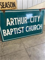 ARTHUR CITY BAPTIST CHURCH PORCELAIN ENAMEL SIGN