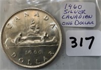 1960 Silver Canadian One Dollar Coin