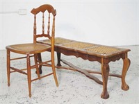 Antique spindle back chair & a coffee table