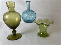 Lot of 3 colored glass decorations