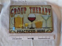 Metal GROUP THERAPY Wine Sign