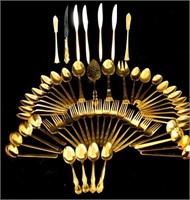 Collection of 58 Gold plated flatware