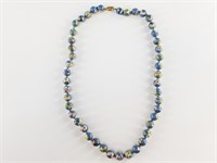 Beaded necklace, each bead has enameled flowers, s