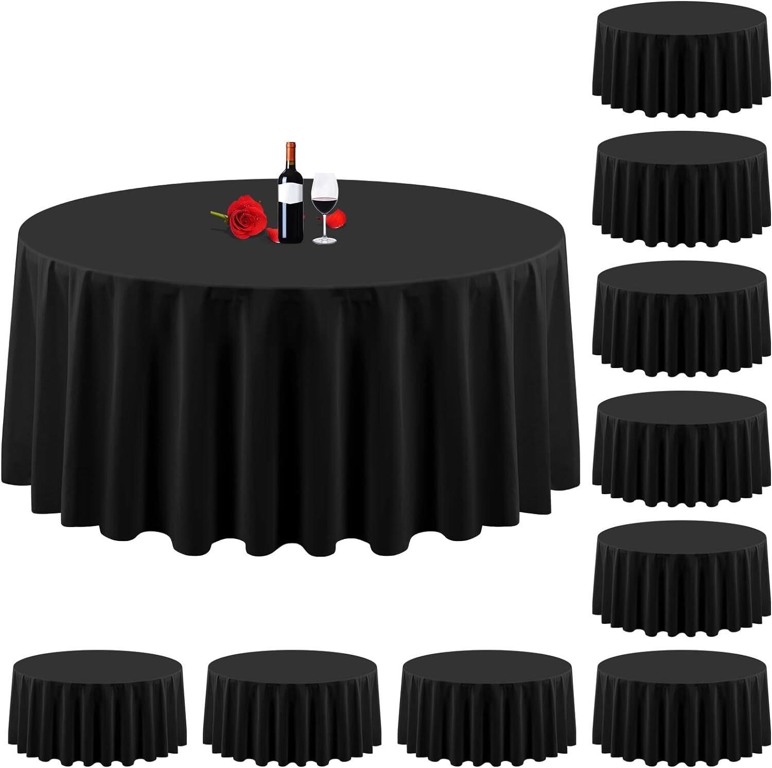 10 Pack Round Table Cloth Black 120 Inch