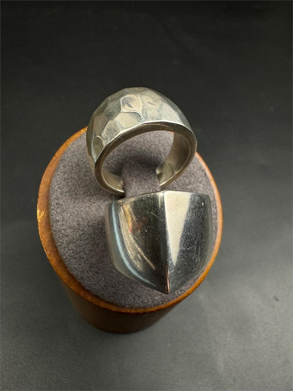 Two chunky sterling rings