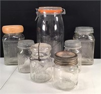 (7) Vintage Glass Canning Jars