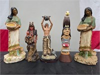 Vintage Native American 5 Table Decor Figurines
