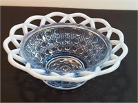 1930s Imperial 6" Pale Blue To Opal Open Lace Bowl
