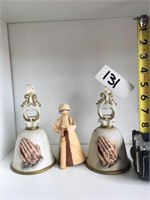 Set Of Homco Praying Hands Dinner Bells and W