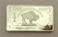 .999 Brass Buffalo Bar 1oz