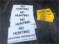 No Hunting Signs, Electric Fence Signs