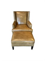 A Newer Leather Ethan Allen Chair & Ottoman