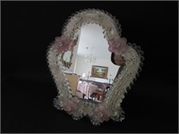 Vintage Glass Vanity Mirror 10"H x 8.5"W