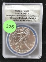 2020-P Silver eagle ANACS MS69in case