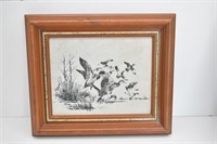 Framed Jack Hines 1982 Duck Etching