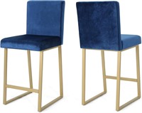 Lexi Velvet Barstools  Navy/Brass (Set of 2)