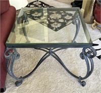 2 Glass Top Side Tables with Metal Base