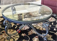 Glass Top Coffee Table with Metal Base