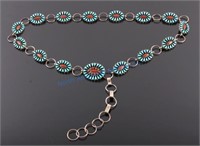 Navajo Petit Point Turquoise Coral Concho Belt